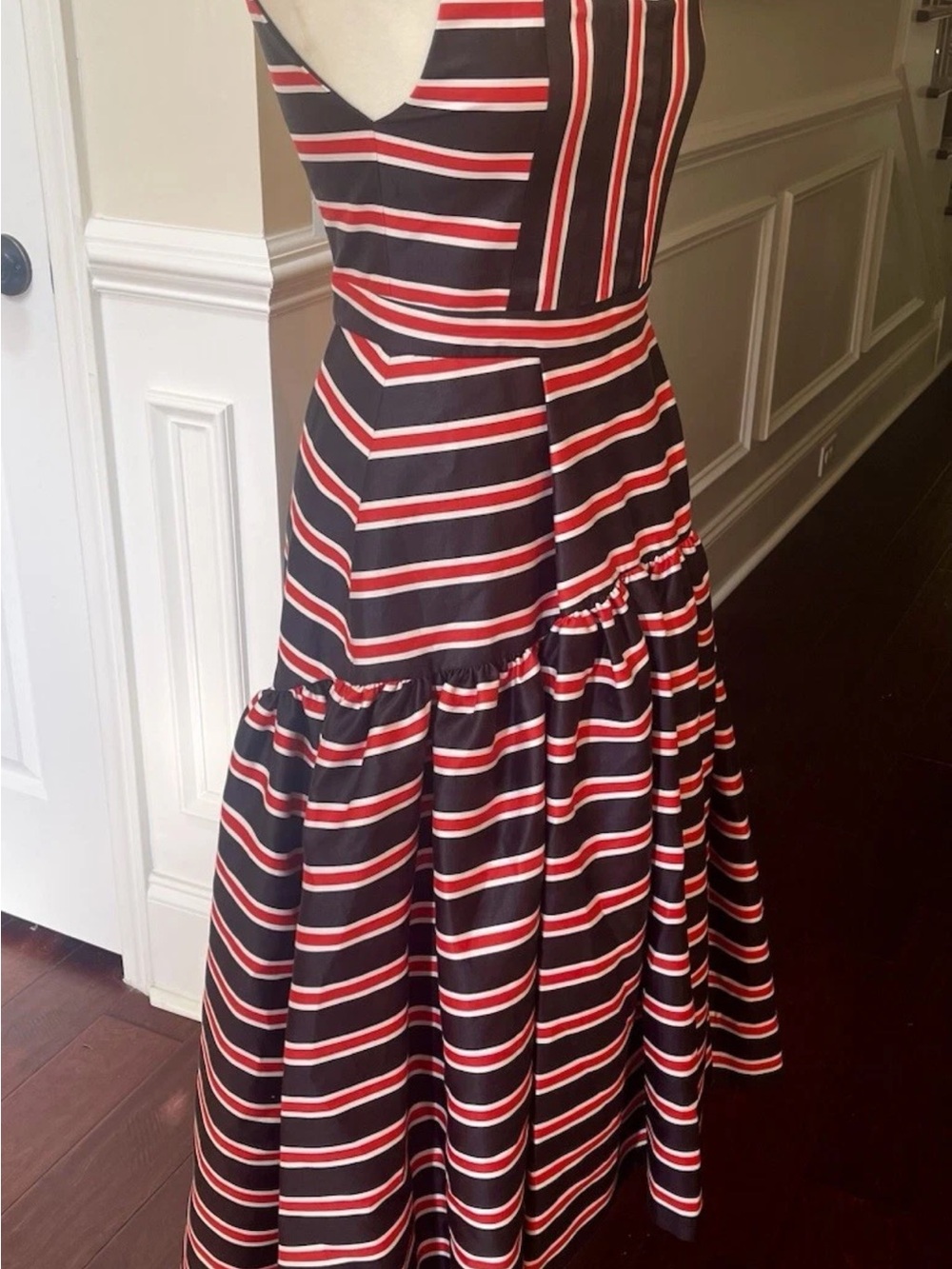 ALICE & OLIVIA DIANA TEAKWOOD STRIPE STRUCTURED MIDI DRESS NWT $660 Sz 4 - Picture 15 of 15